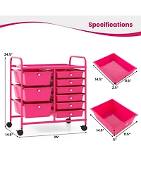 Sugift 9-Drawer Rolling Storage Cart with Removable Drawers and Metal Frame