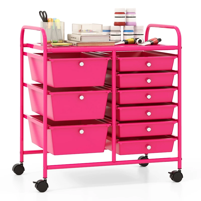 Sugift 9-Drawer Rolling Storage Cart with Removable Drawers and Metal Frame