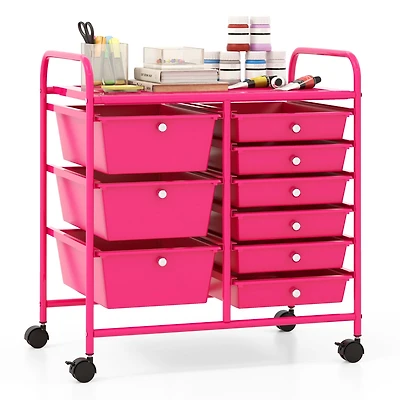 Sugift 9-Drawer Rolling Storage Cart with Removable Drawers and Metal Frame