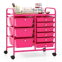 Sugift 9-Drawer Rolling Storage Cart with Removable Drawers and Metal Frame