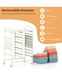 Sugift 15-Drawer Rolling Storage Cart with Metal Tabletop and Pegboard Mobile Craft Organizer