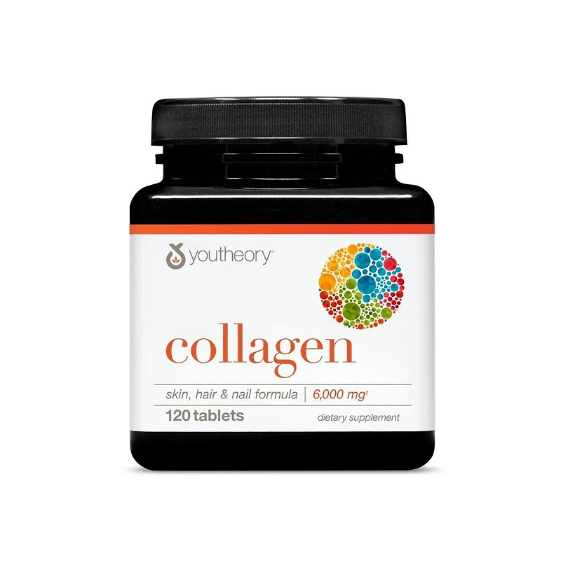 Youtheory Advanced Collagen 6,000 Milligram with Vitamin C for Hair, Skin and Nails Collagen Supplements for Women and Men 120 Tablets