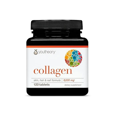Youtheory Advanced Collagen 6,000 Milligram with Vitamin C for Hair, Skin and Nails Collagen Supplements for Women and Men 120 Tablets