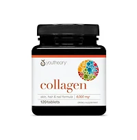 Youtheory Advanced Collagen 6,000 Milligram with Vitamin C for Hair, Skin and Nails Collagen Supplements for Women and Men 120 Tablets