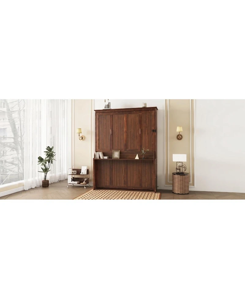 Streamdale Furniture Queen Size Wood Murphy Bed with Gas Struts