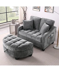 Streamdale Furniture Two-Seater Sofa Chaise with Storage Footrest and Pillows