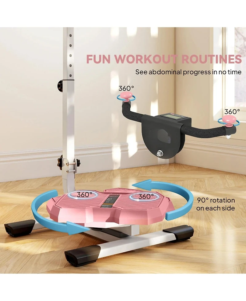Sevorley Twist Waist Exercise Machine with Adjustable Handlebar, Lcd Monitor, Foldable Frame