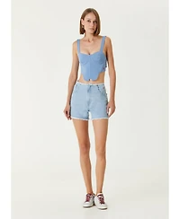 Pcfg Women's High Waist Denim Shorts