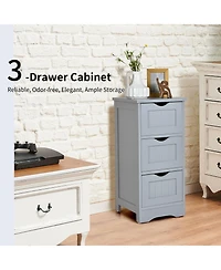 Gymax 3-Drawer Bathroom Floor Cabinet Free Standing Side Storage Organizer