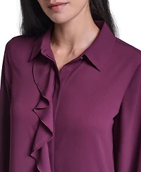 Calvin Klein Women's Ruffle-Front Long-Sleeve Blouse
