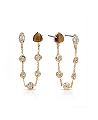 Ettika 18k Gold-Plated Double Piercing Tiger's Eye Earrings