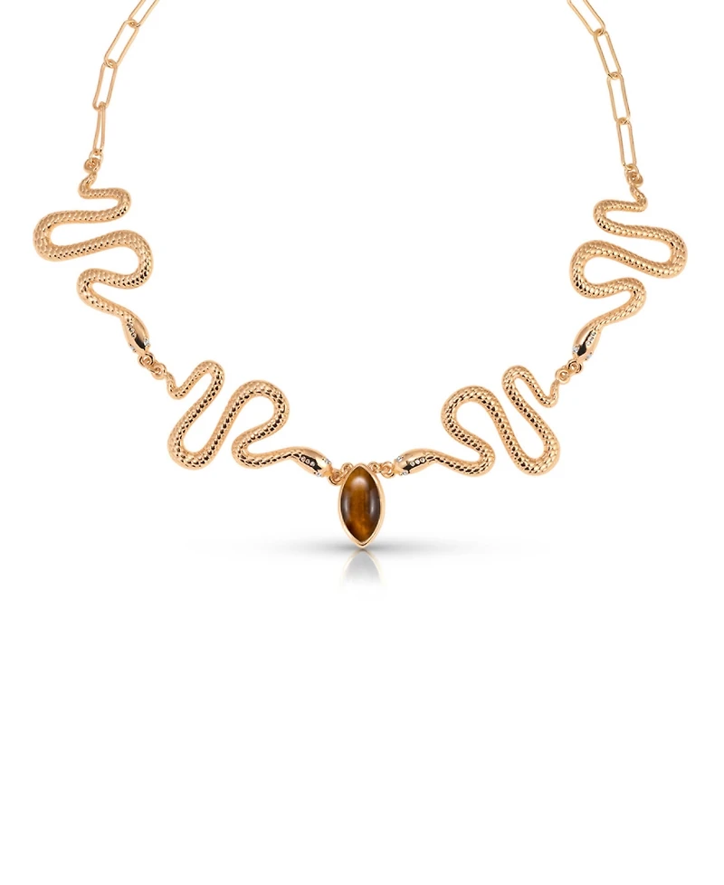 Ettika 18k Gold-Plated Tiger's Eye Serpentina Snake Choker Necklace
