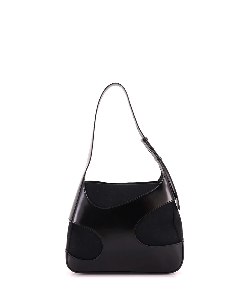 Pre-Owned Salvatore Ferragamo Medium Cut Out Shoulder Bag Leather and Canvas