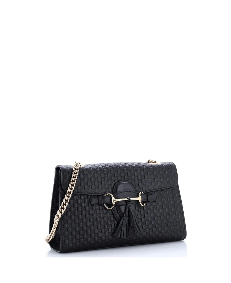 Pre-Owned Gucci Medium Emily Chain Flap Bag Microguccissima Leather