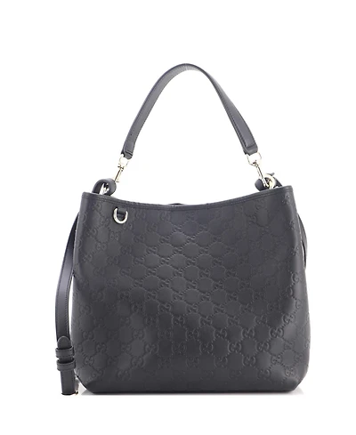 Pre-Owned Gucci Gg Emblem Bucket Bag Gg Embossed Leather