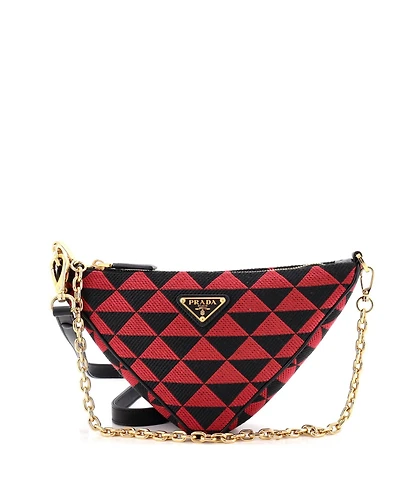 Pre-Owned Prada Mini Symbole Triangle Bag Leather and Jacquard