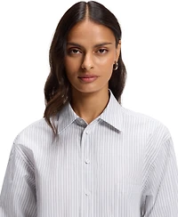 Boss by Hugo Women's Relaxed-Fit Vertical-Stripe Poplin Blouse