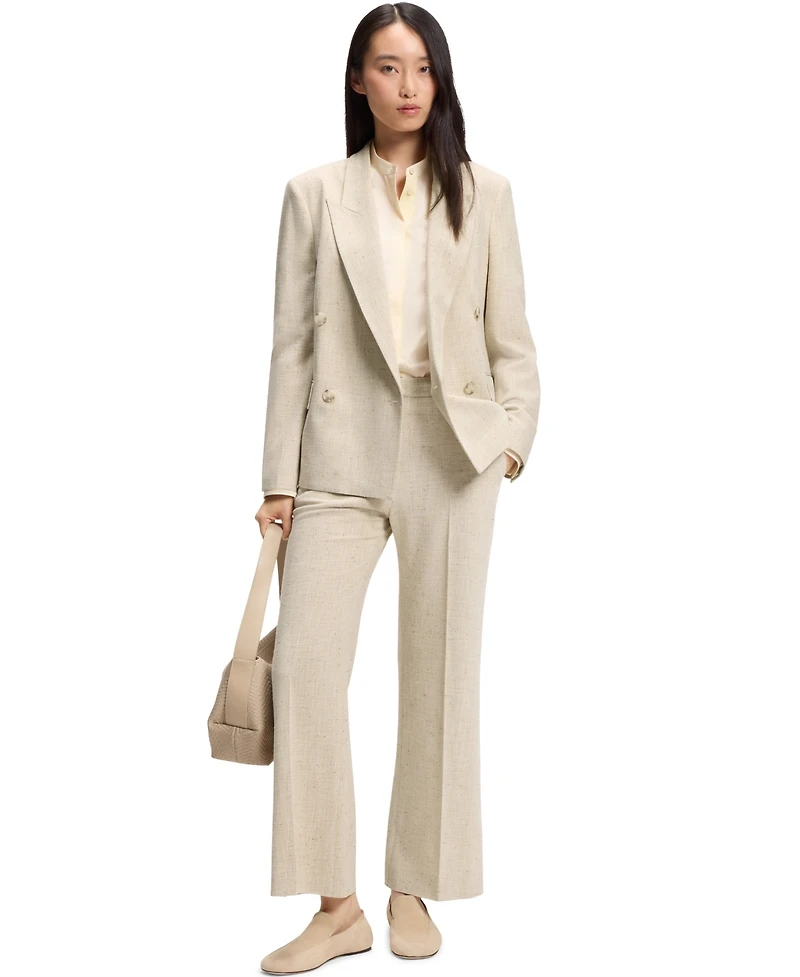 Boss by Hugo Women's Talia-Crop Slub-Weave Cropped Flared-Fit Pants