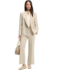 Boss by Hugo Women's Talia-Crop Slub-Weave Cropped Flared-Fit Pants