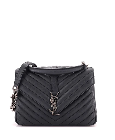 Pre-Owned Saint Laurent Medium Classic Monogram College Bag Matelasse Chevron Leather