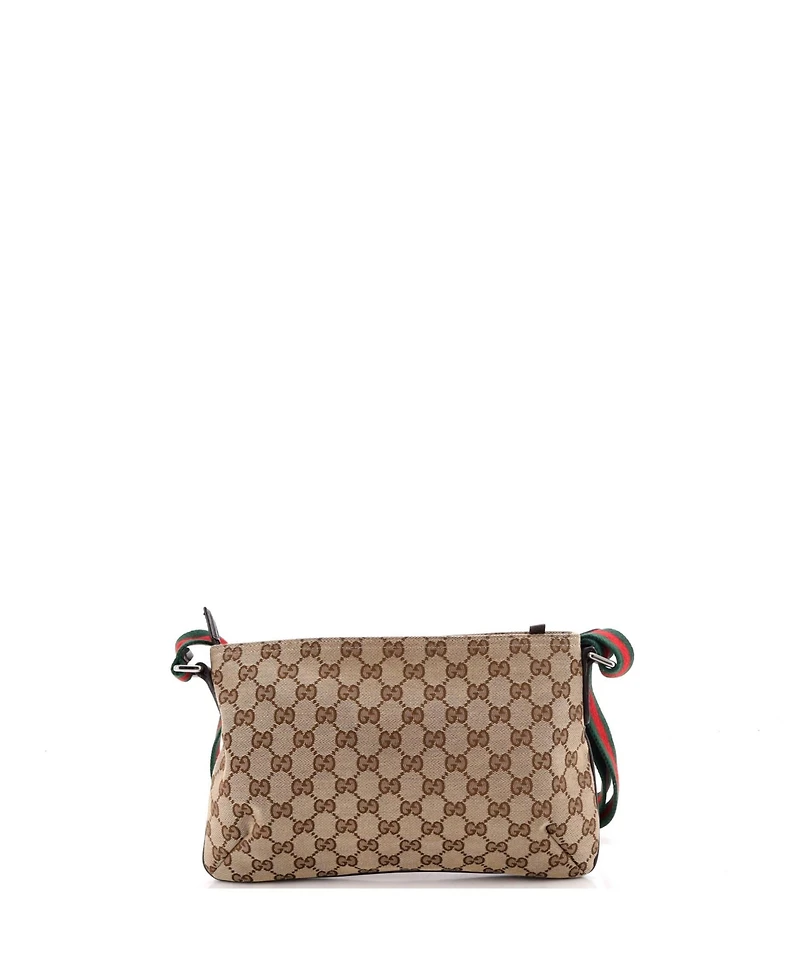 Pre-Owned Gucci Small Web Strap Messenger Bag Gg Canvas