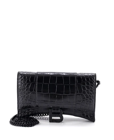 Pre-Owned Balenciaga Hourglass Chain Wallet Embossed Leather