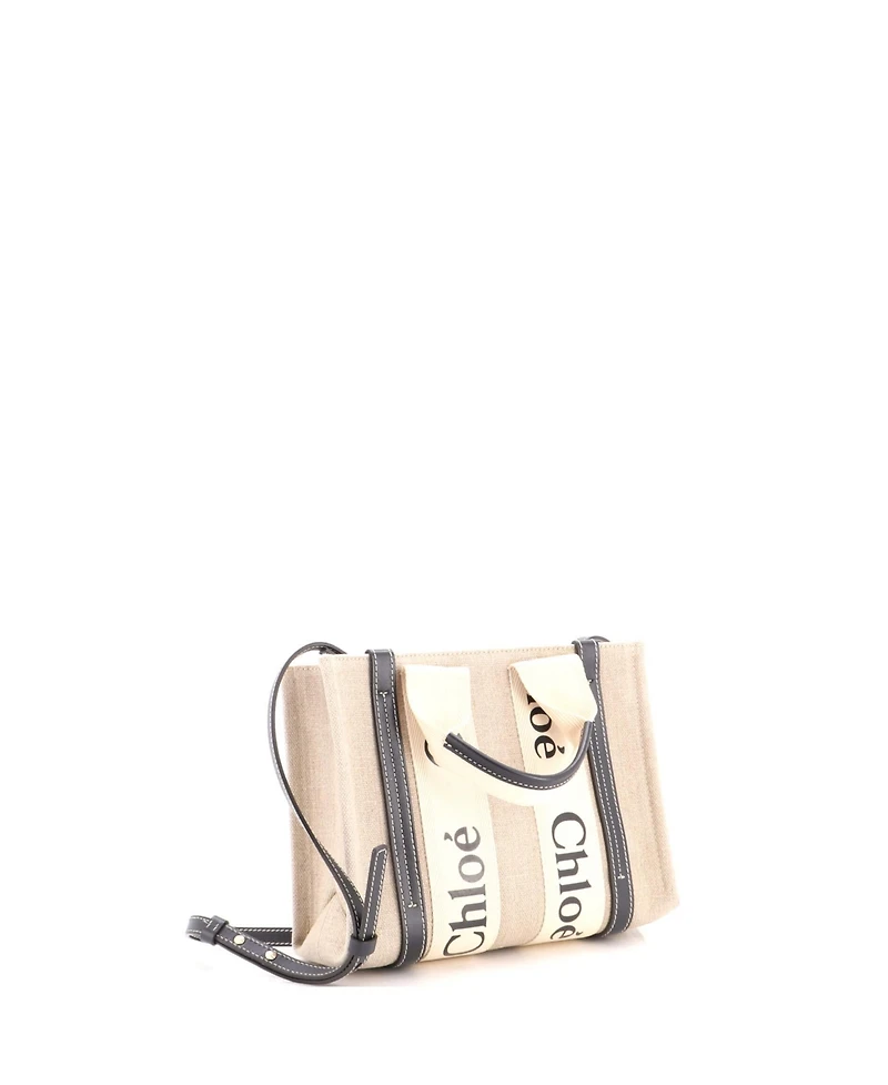 Pre-Owned Chloe Small Woody Tote Canvas with Leather