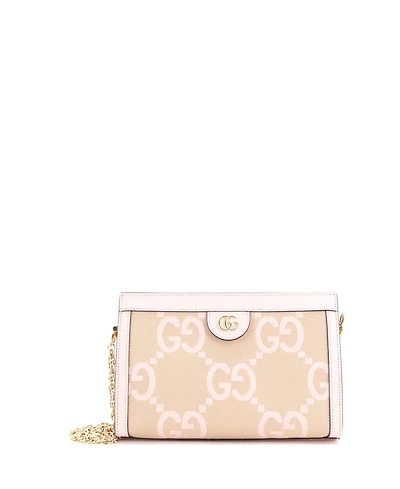 Pre-Owned Gucci Small Ophidia Chain Shoulder Bag Jumbo Gg Canvas with Leather