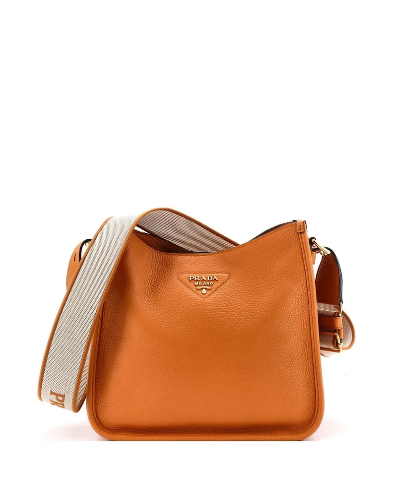 Pre-Owned Prada Medium Logo Strap Crossbody Bag Vitello Daino