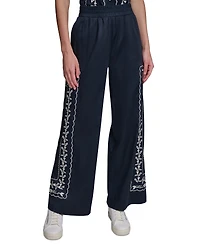 Karl Lagerfeld Paris Women's Mid-Rise Embroidery Pants