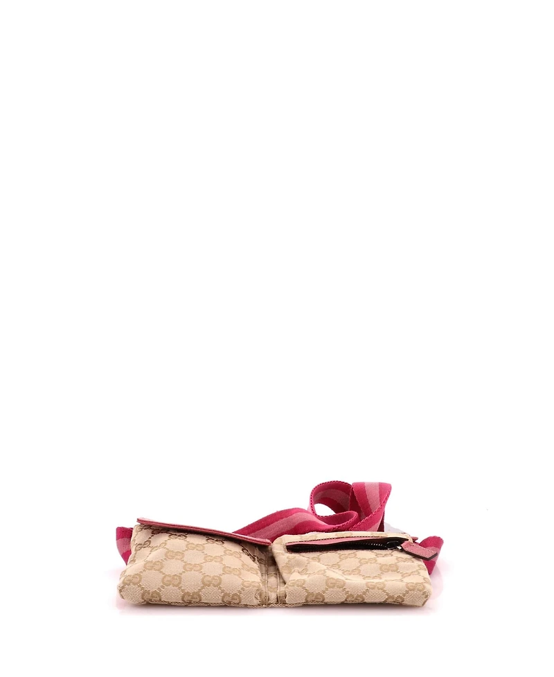 Pre-Owned Gucci Small Vintage Double Belt Bag Gg Canvas with Leather