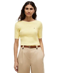Tommy Hilfiger Women's Boat Neck Short-Sleeve Cotton Sweater
