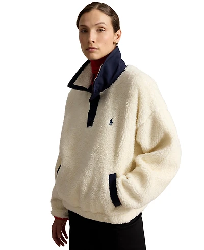 Polo Ralph Lauren Women's Bear High-Pile Fleece Funnel Neck Jacket