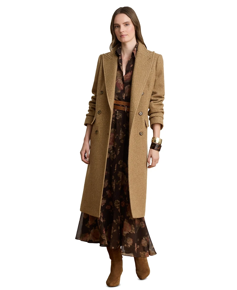 Lauren Ralph Lauren Women's Wool-Blend Double-Breasted Herringbone Coat