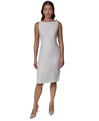 Donna Karan New York Women's Sleeveless Boat Neck Tweed Sheath Dress
