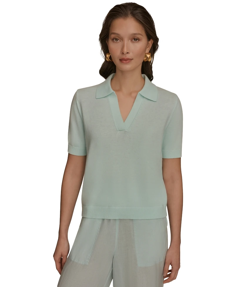 Donna Karan Weekend Women's Elbow-Sleeve Polo Sweater