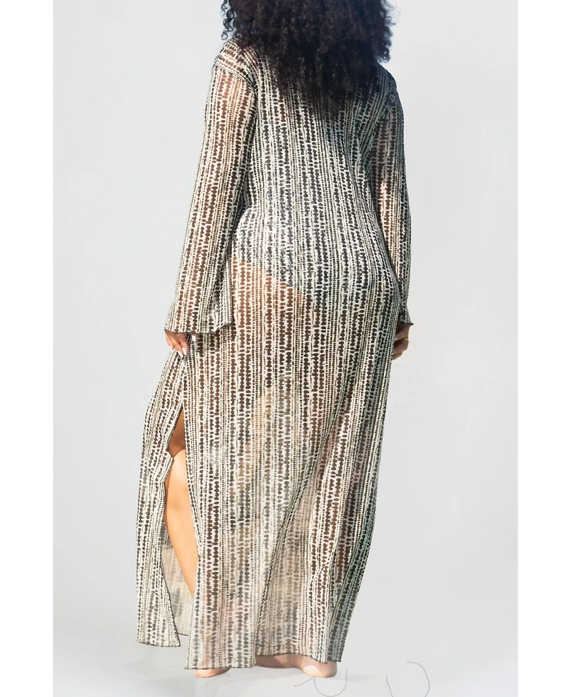 Fashion-szn Curve Plus Sheer Spot-Print Kaftan