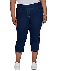 Hearts Of Palm Plus Size Extra Stretch Denim Capri Pants