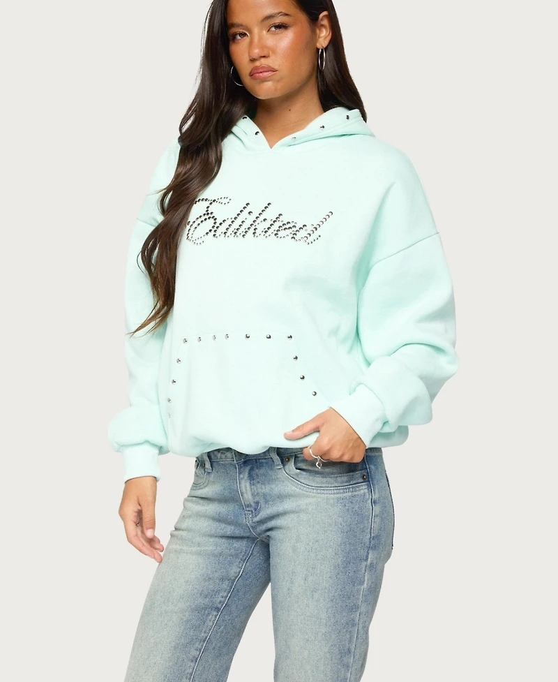 Edikted Women's Rockstar Studded Graphic Hoodie