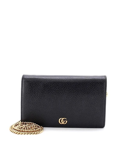 Pre-Owned Gucci Mini Petite Gg Marmont Chain Wallet Leather