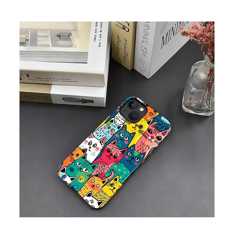 Lisen Cat Friends Parade 2-Layer Phone Case Compatible with Apple iPhone 14 Pro Max