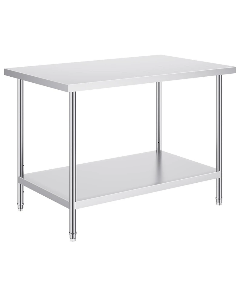 Sugift 30 x 48 Inch Stainless Steel Prep Table with 880 Pound Capacity and 3 Height Levels