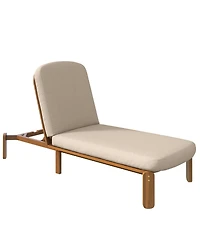 Asagikoiai Acacia Wood Adjustable Outdoor Chaise Lounge with Water-Resistant Cushion