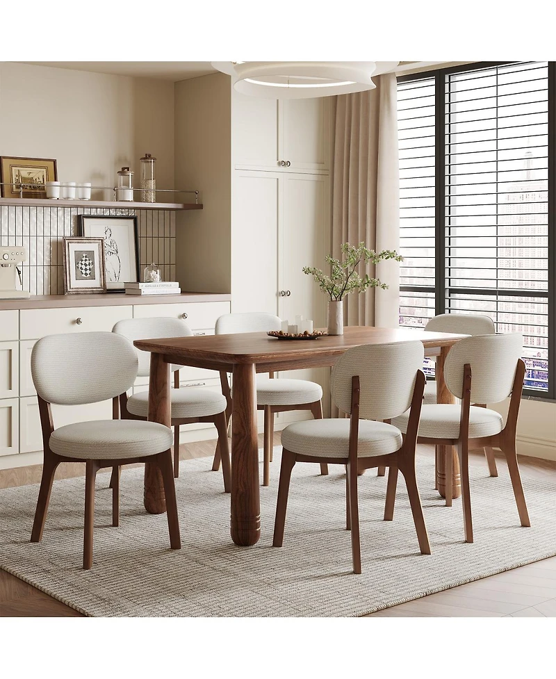 Streamdale Furniture Solid Wood Chenille Dining Chairs, Set of 4