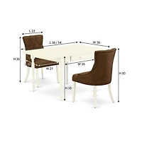 East West Furniture Dining Room Set Linen White, MZFR3-lwh-18