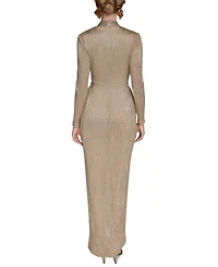 Donna Karan New York Petite Metallic Long-Sleeve Wrap Dress