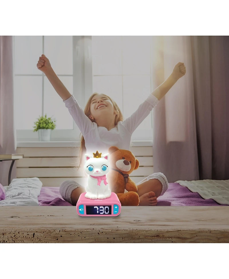 Lexibook, Kitten Digital Alarm Clock for kids with Night Light Snooze, Childrens Clock, Luminous Cat, RL800KT