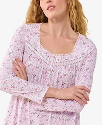 Eileen West Women's Long-Sleeve Floral-Print Short Nightgown