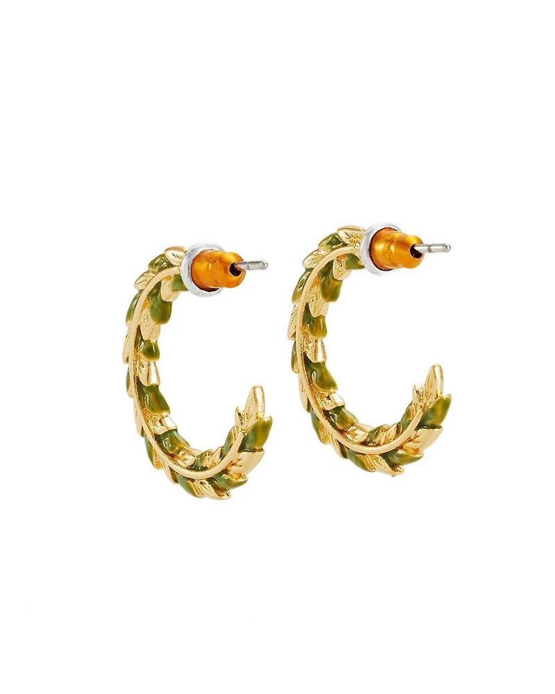 Fable England Wheat Hoop Earrings in Gold