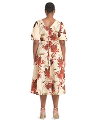 Estelle Plus Adelia Floral-Print Empire-Waist V-Neck Midi Dress
